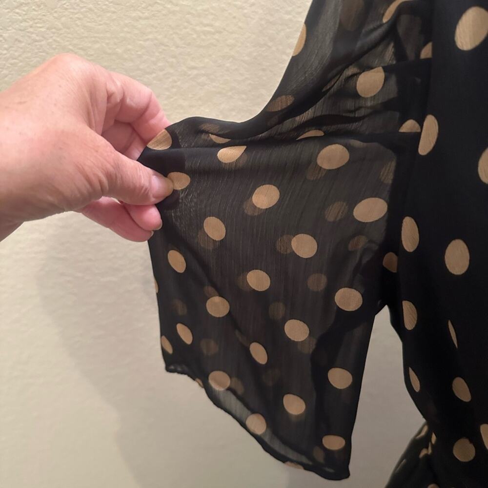 Tommy Hilfiger "Pretty Woman" Brown Polka Dot Dress Short Sleeve V-Neck SZ 12 - Picture 6 of 9